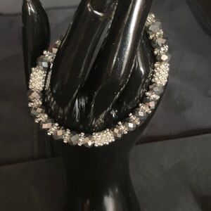 Elegant Silver and Black Beaded Bracelet